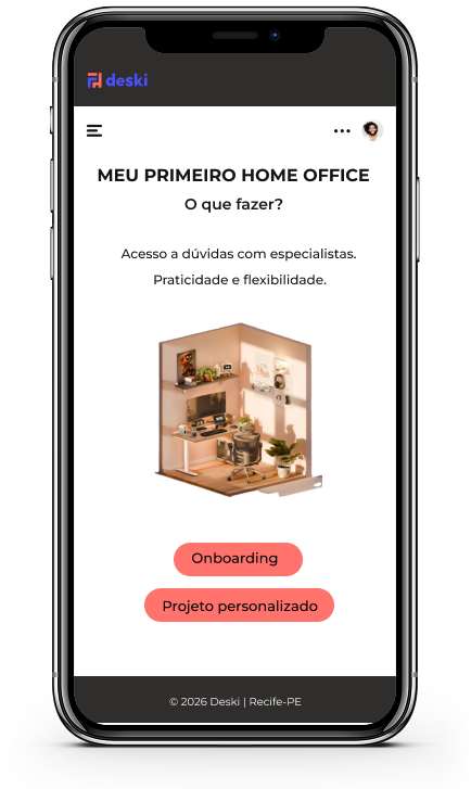 App Deski: meu primeiro home office, com onboarding e projeto personalizado